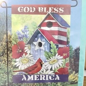 Meadow Creek Flag Decorative Indoor Outdoor God Bless America Cardinal